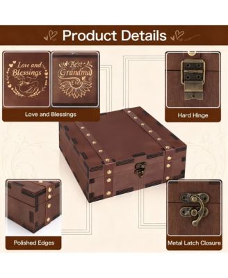 Wooden Keepsake Box with Vintage Design for Memories