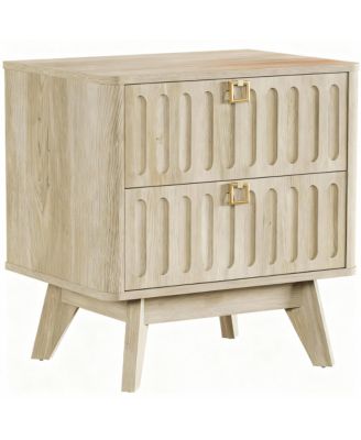 Modern Fluted Nightstand with 2 Drawers - Stylish Storage for Bedrooms