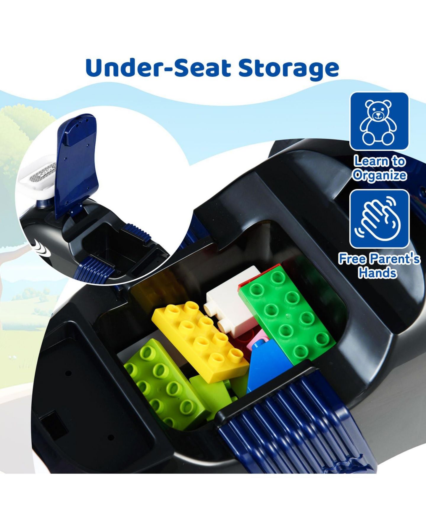Детская игрушка Mecale Kids Ride-On Car with Musical Steering Wheel and Under-Seat Storage, Ages 1+, цвет: Чёрный — фото 7