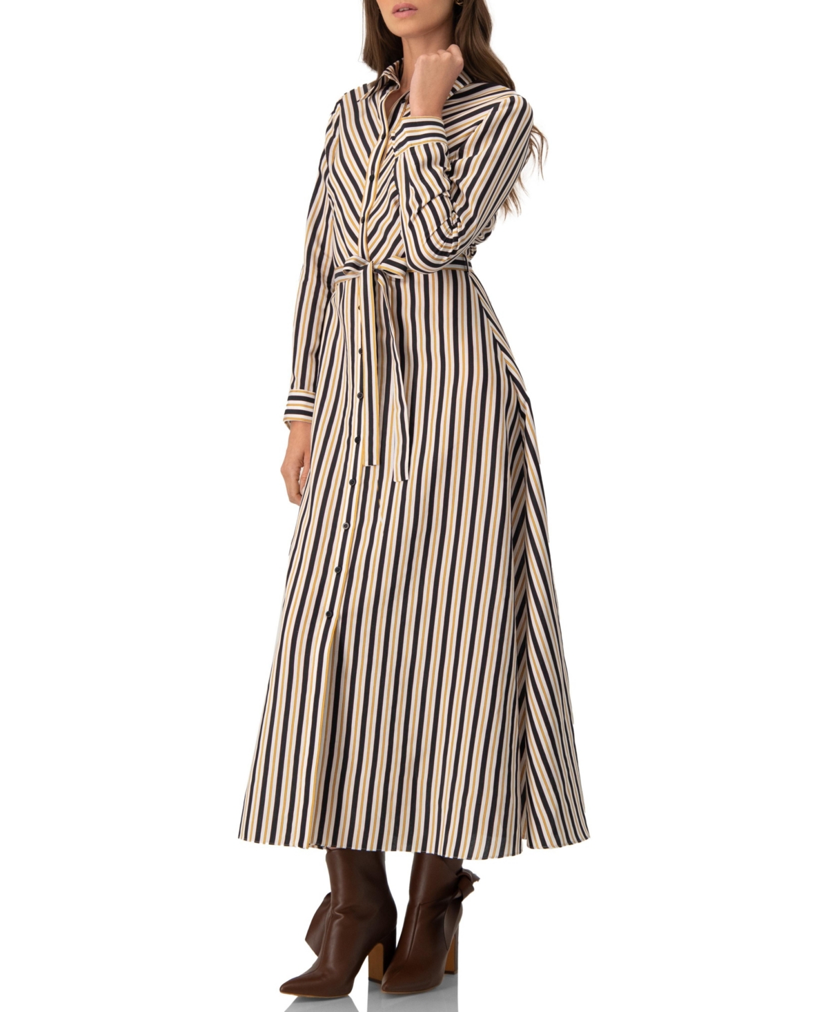 Ivonne Women's Long Striped Shirt Dress