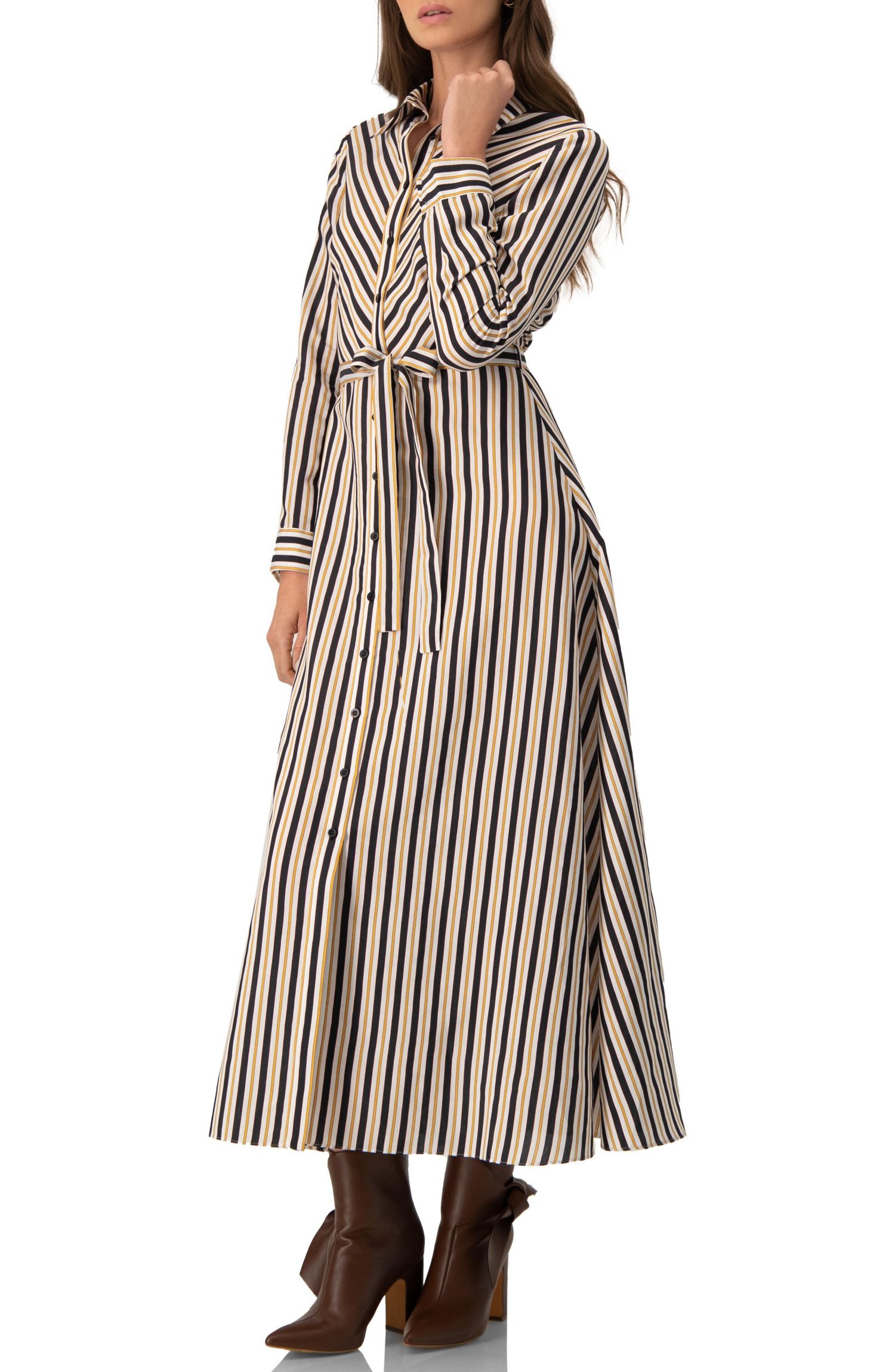 Women's Long Striped Shirt Dress