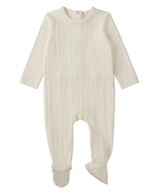 Baby Girls Cotton-Rich Faux Cable Knit Footie