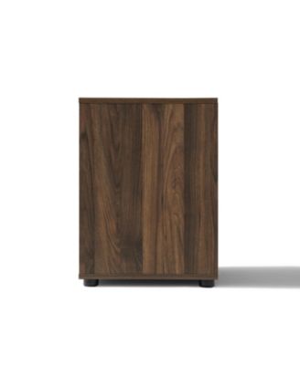 Walnut Nightstand And End Table with Two-Drawer Storage in Durable Manufactured Wood