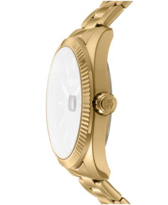 Men's Date Black Dial Gold-Tone Stainless Steel Bracelet Watch, 40mm