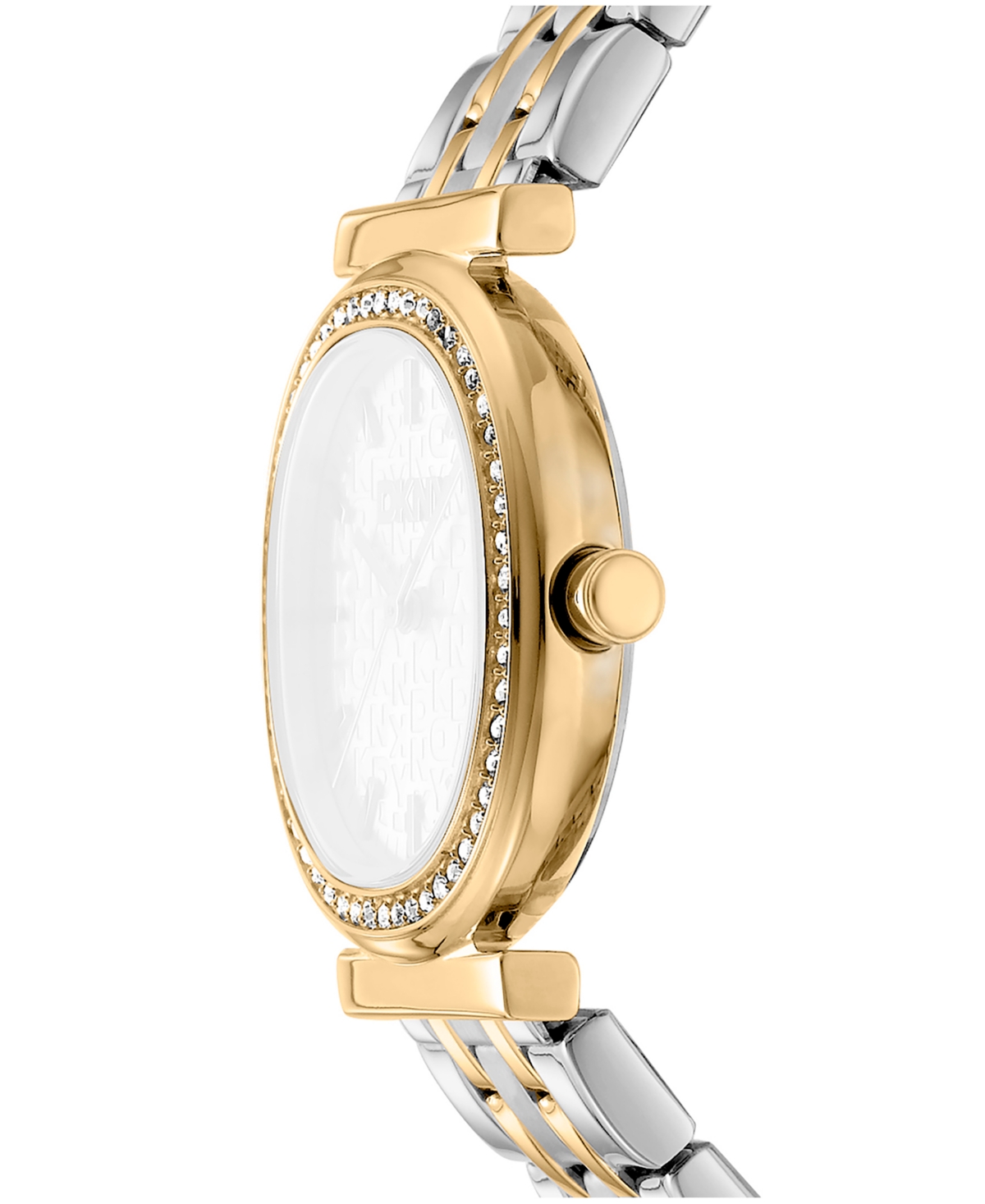 Dkny Women's Silver Crystal Bezel Two-Tone Gold Stainless Steel Bracelet Watch, 30mm