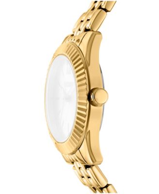 Women's Champagne Dial Fluted Bezel Yellow-Gold Tone Stainless Steel Watch, 30mm