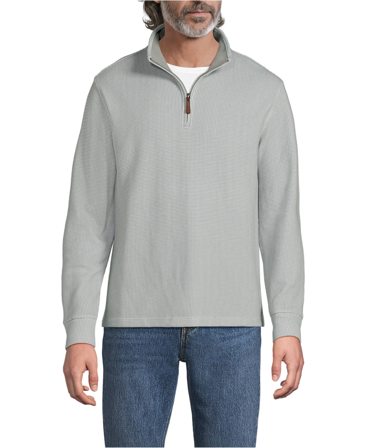 Lands' End Men's Bedford Rib Casual Quarter Zip Sweater