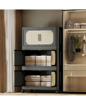 American Retro Folding Storage Cabinet with Wheels