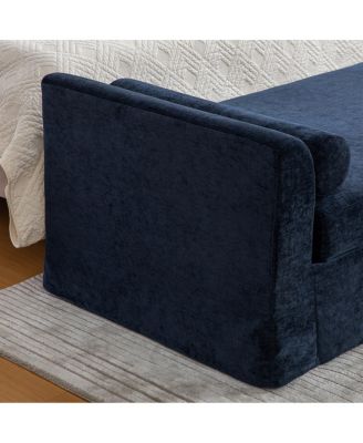 Modern Chenille Chaise Lounge Couch with Armrests & Bolster Pillows