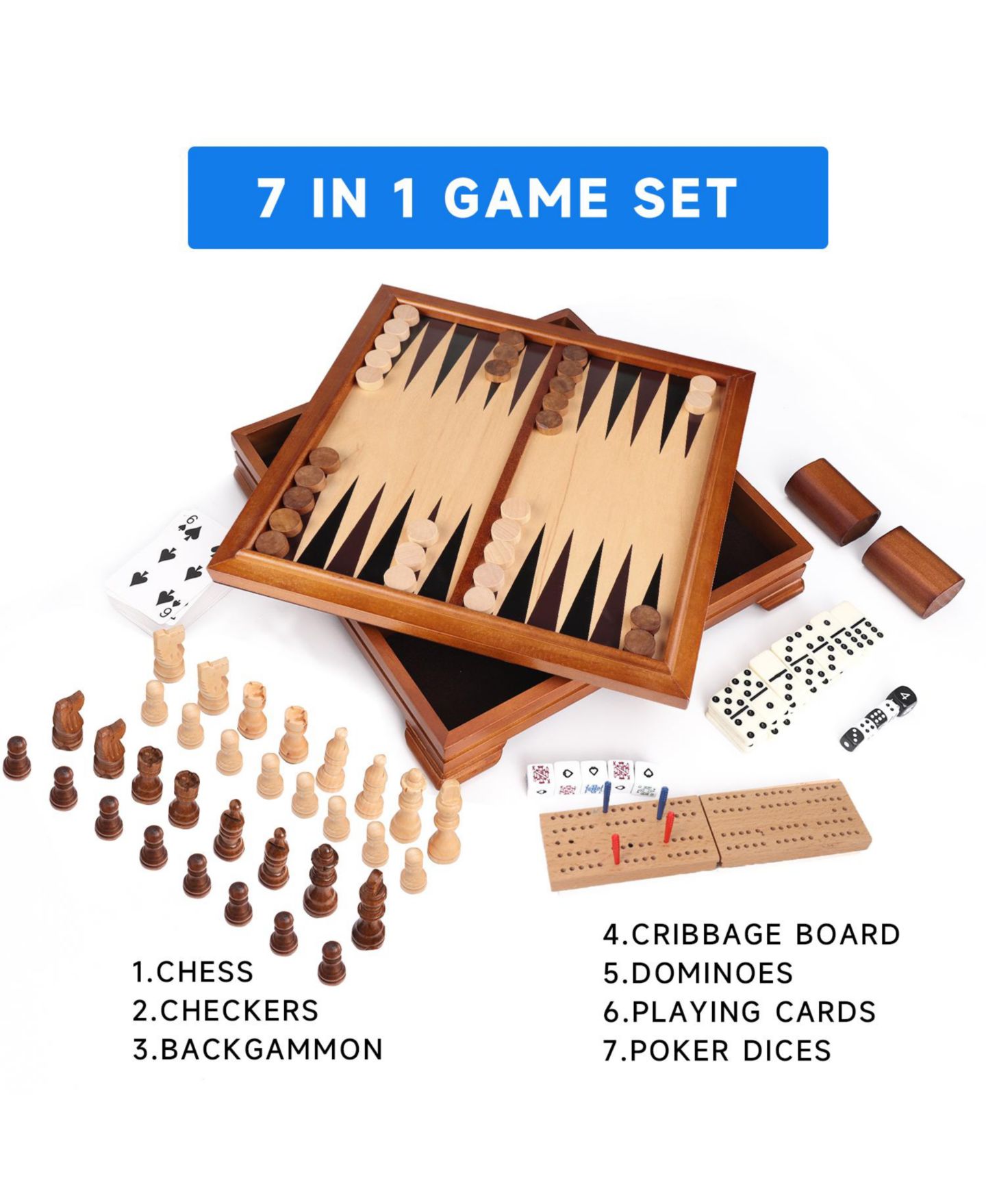 Детские настольные игры GSE Games & Sports Expert Deluxe 7-in-1 Board Game Set, Ages 6+ — фото 3