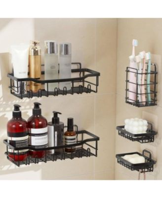 Shower Caddy 5 Pack, Adhesive Bathroom Storage Organizer Set, No Drill Wall Mounted Shower Shelves, 40 lbs Capacity