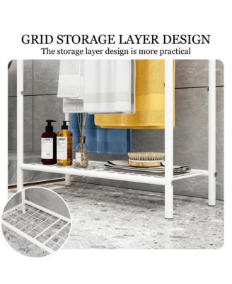 3 Tier Metal Towel Rack, Freestanding Towel Holder with Mesh Shelf, Display Rack for Bedroom, Bathroom