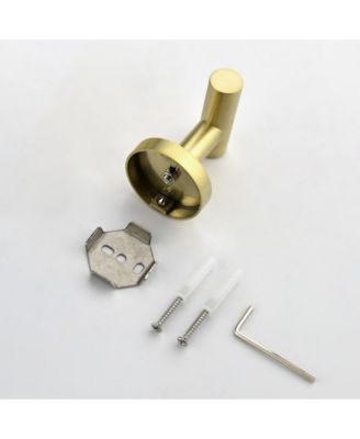 3 - Piece Bathroom Hardware Set, Toilet Paper Holder, Clothes Hook and Towel Rack Ring, Stainless Steel Bath Accessories - Brushed Gold