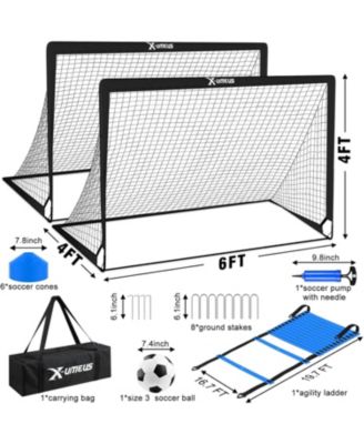 6x4 ft Kids Soccer Goals for Backyard Set of 2, Agility Ladder Speed Training Equipment Set Soccer Training Equipment for Kids Youth Adults