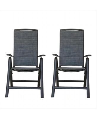 Folding Patio Chairs Set of 2, Aluminium Frame Reclining Sling Lawn Chairs Double-Layered Textilene Chairs