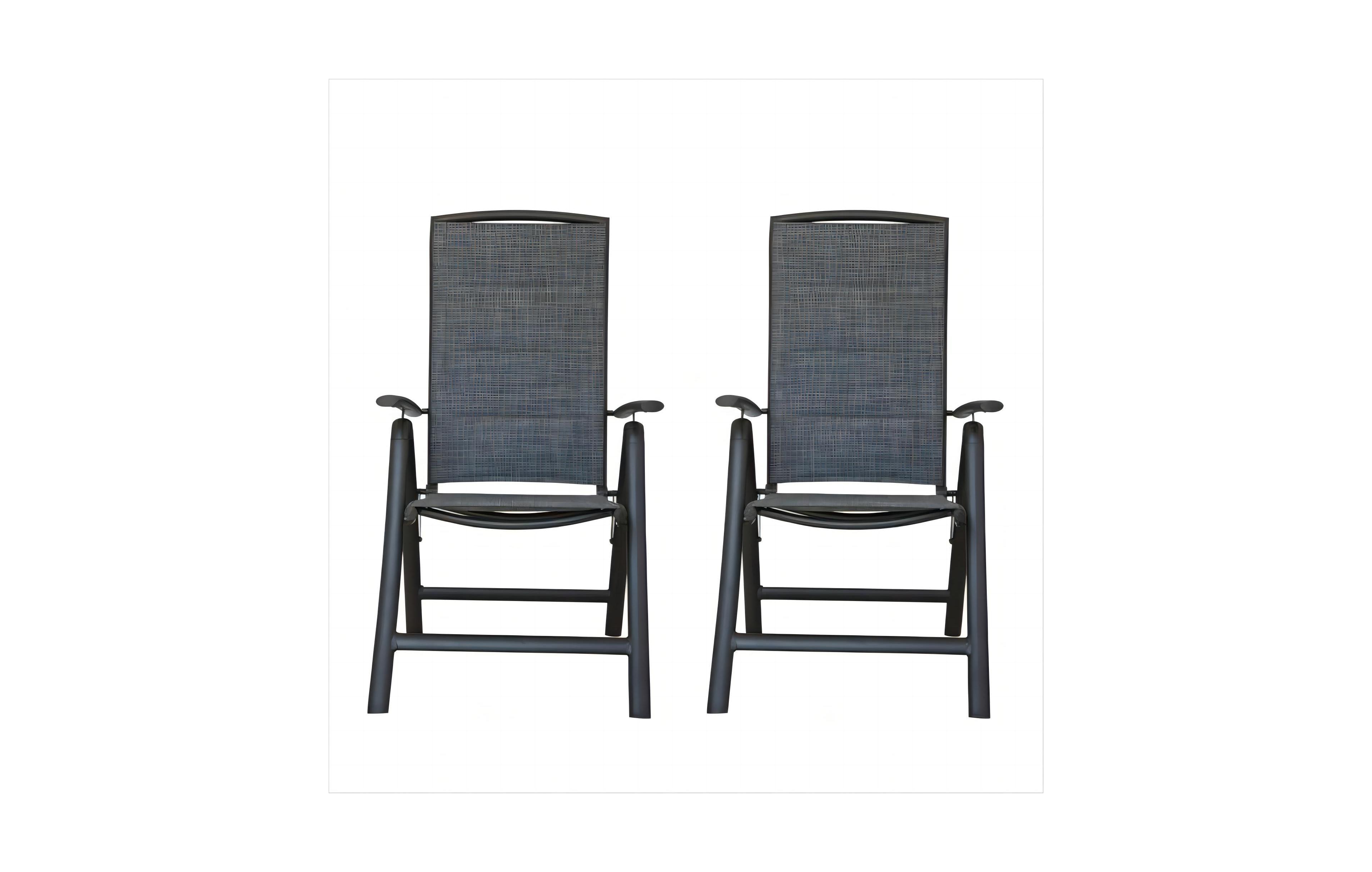 Clihome Folding Patio Chairs Set of 2, Aluminium Frame Reclining Sling Lawn Chairs Double-Layered Textilene Chairs