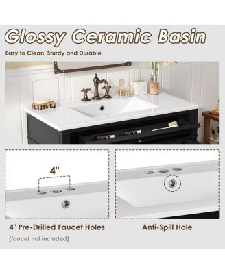 36" Modern Bathroom Vanity with Sink, Solid Wood Cabinet, Soft Close Drawers & Tip-Out Storage