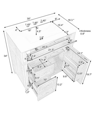 30"  Freestanding Bathroom Vanity with Sink & Soft Close Flip Drawer, Solid Wood & MDF Storage for Modern Bathrooms