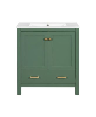 30" Bathroom Vanity with Sink, Solid Wood Cabinet & Soft Close Doors, Drawer Storage for Modern Bathrooms