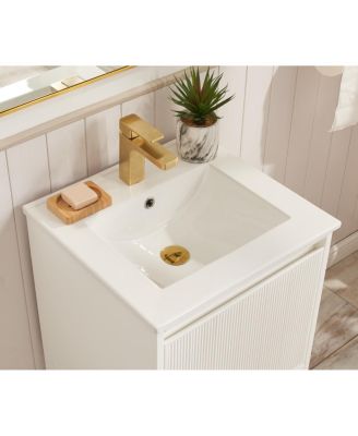 20" Solid Wood Bathroom Vanity with Sink & Door-Mounted Shelf, Modern Compact Pre-Assembled for Small Spaces-Sillysis