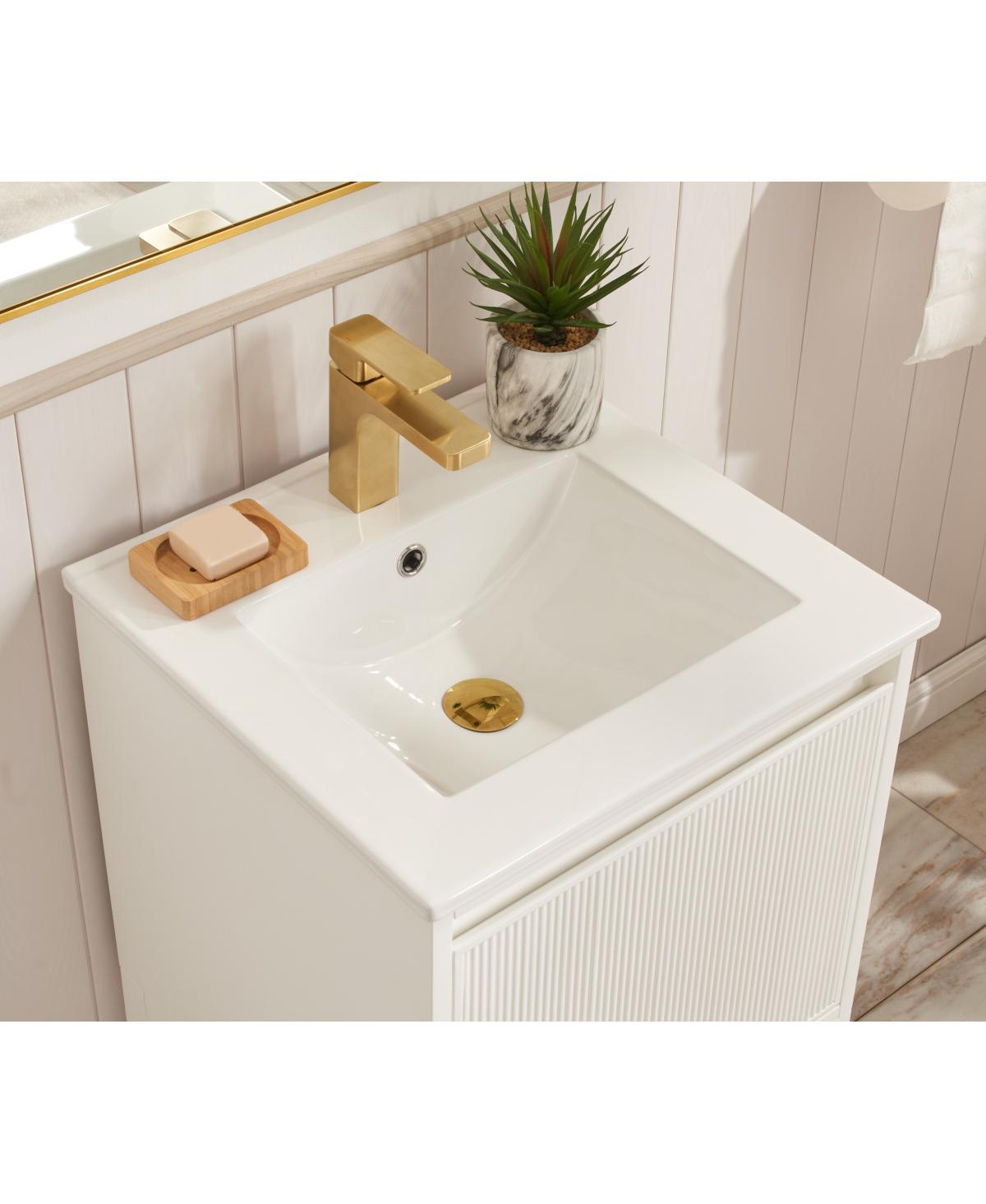 Sillysis 20" Solid Wood Bathroom Vanity with Sink & Door-Mounted Shelf, Modern Compact Pre-Assembled for Small Spaces-Sillysis