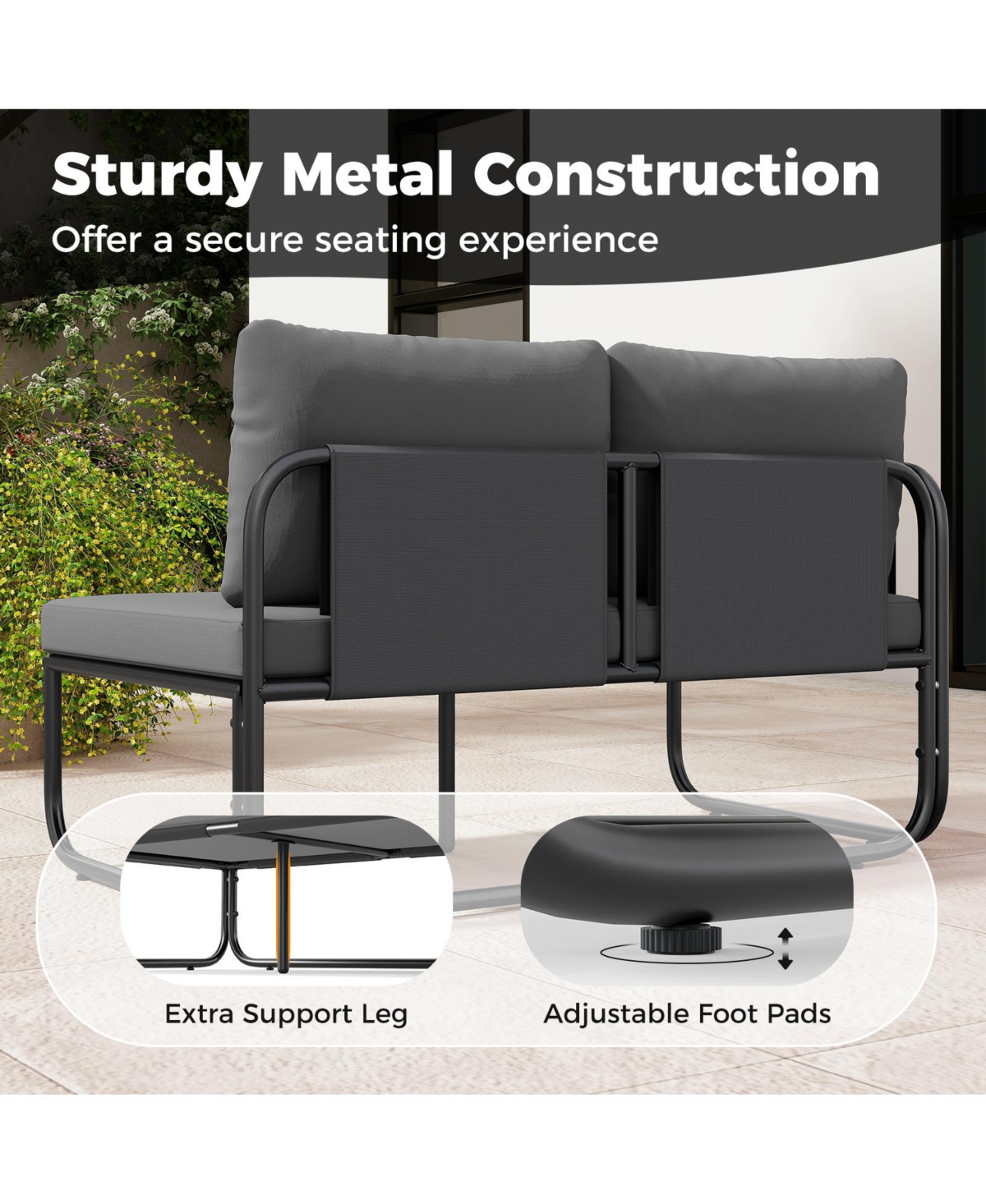 Gymax Set of 4 Patio Furniture Set w/Cushions & Tempered Glass Coffee Table for Garden