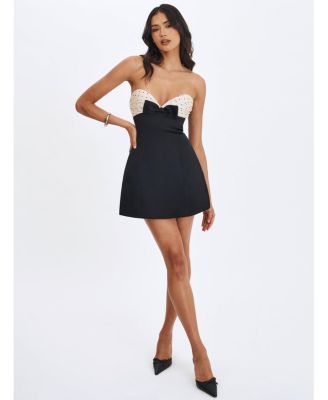 Women's Polka Dot Sweetheart Mini Dress