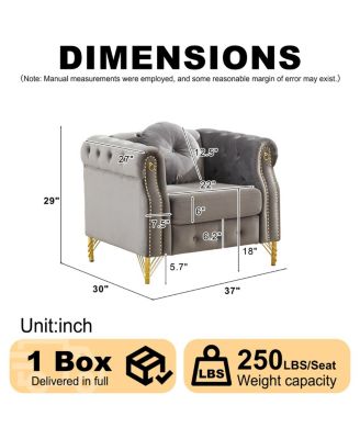  Velvet Chesterfield Sofa with Copper Studs & Tufted Buttons