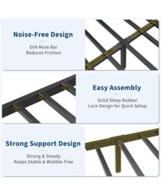 Queen Bed Frame with PU Faux Leather & Charging Station, Upholstered Platform Bed with 12" Underbed Storage & Metal Frame