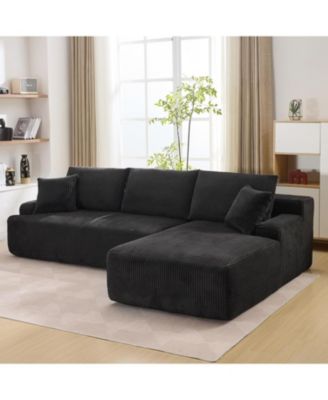 Cloud Sectional Couch 106" Modern L-Shape Corner Modular Upholstered Sofa with Loveseat Chaise Deep Seat Plush Corduroy Fabric Foam Cushions