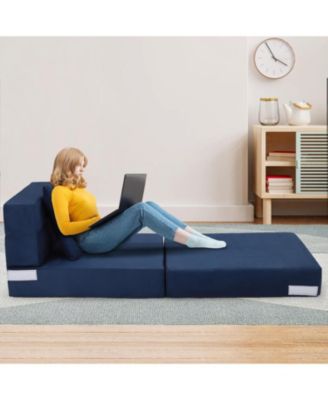 Memory Foam Folding Sofa Bed – Convertible Futon Chair with Pillow for Living Room, Bedroom or Dorm