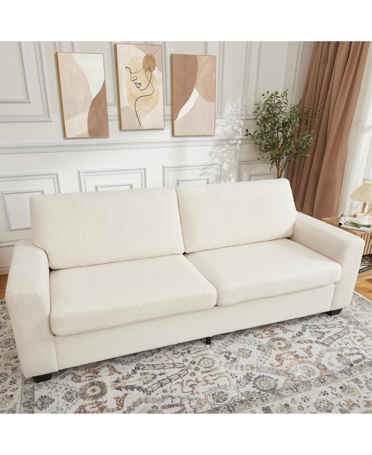 gaomon 83 Inch Sofa, Modern Corduroy 3 Seater Deep Seat Couch with Wide Armrest, Removable Washable Cushion Cover