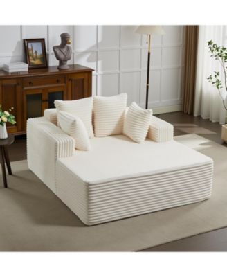 Oversized Chaise Lounge Chair 54 61" Indoor Corduroy Cloud Boneless Single Couch Sofa with 4 Pillows Armrests & Deep Seat No Assembly Comfy