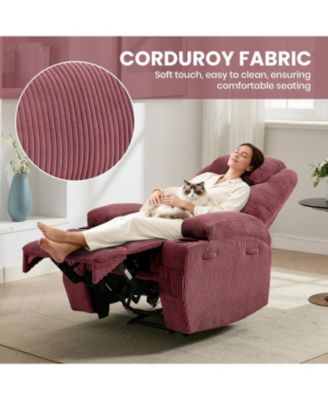 massage rocker recliner chair with heat and vibration, ergonomic rocking lounge chair for living room with dual cup holders