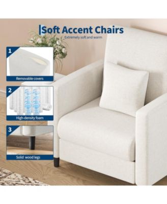 Sofa Accent Chair, 33" Upholstered Reading Sofa Chairs for Small Spaces,Mid Century Arm Chair, Solid Wood Frame, Tool-Free Assembly