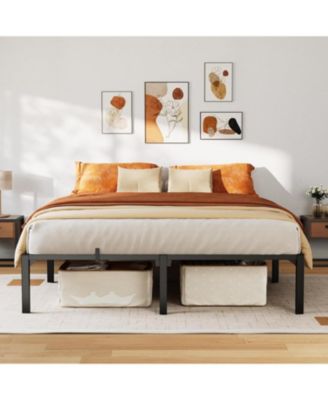 Bed Frame, 14" High Platform Bed Frame, Heavy Duty Steel Slat Support King Size with Storage Space, Support Up to 800 LBS