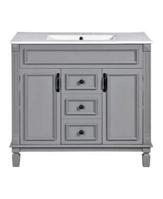 Bathroom Vanity with Sink, Solid Wood Cabinet, Soft Close Doors and