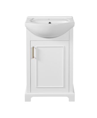 19.7" French Bathroom Vanity with Bulged Ceramic Sink, Soft Close Door Storage Cabinet for Small Spaces