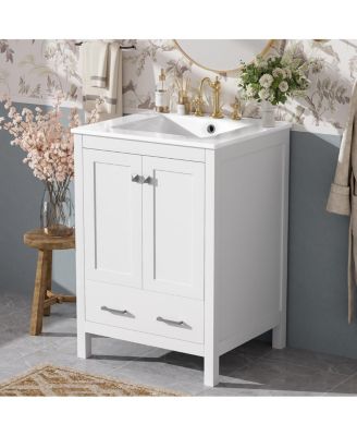 24"  Bathroom Vanity with Sink, Solid Wood Frame, Soft Close Doors & Ample Storage for Small Spaces