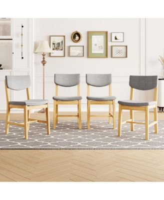 Rustic Farmhouse 4-Piece Dining Chair Set with Fabric Cushion