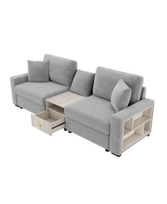  Modern Sofa Couch Modular Upholstered Sofa with Storage Armrest