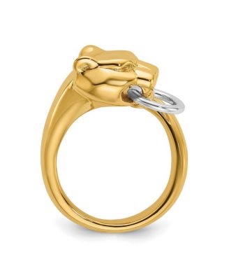 Solid 18k Two-tone Gold Adjustable Polished Panther Ring
