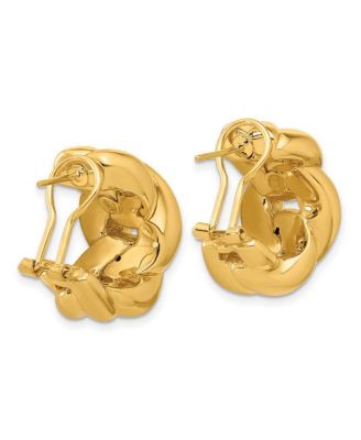 Solid 18k Gold 22x14mm Curb Link Omega Back Earrings