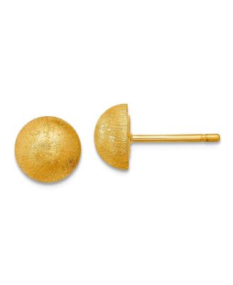 18k Textured Half Round Button Earrings