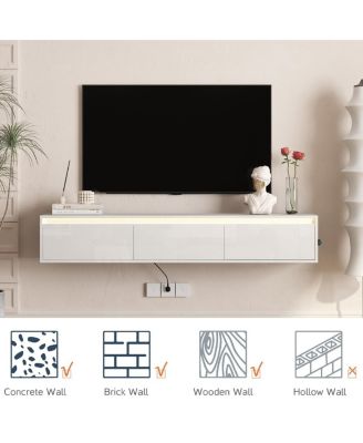  Floating TV Stand with LED Lights & Power Outlet