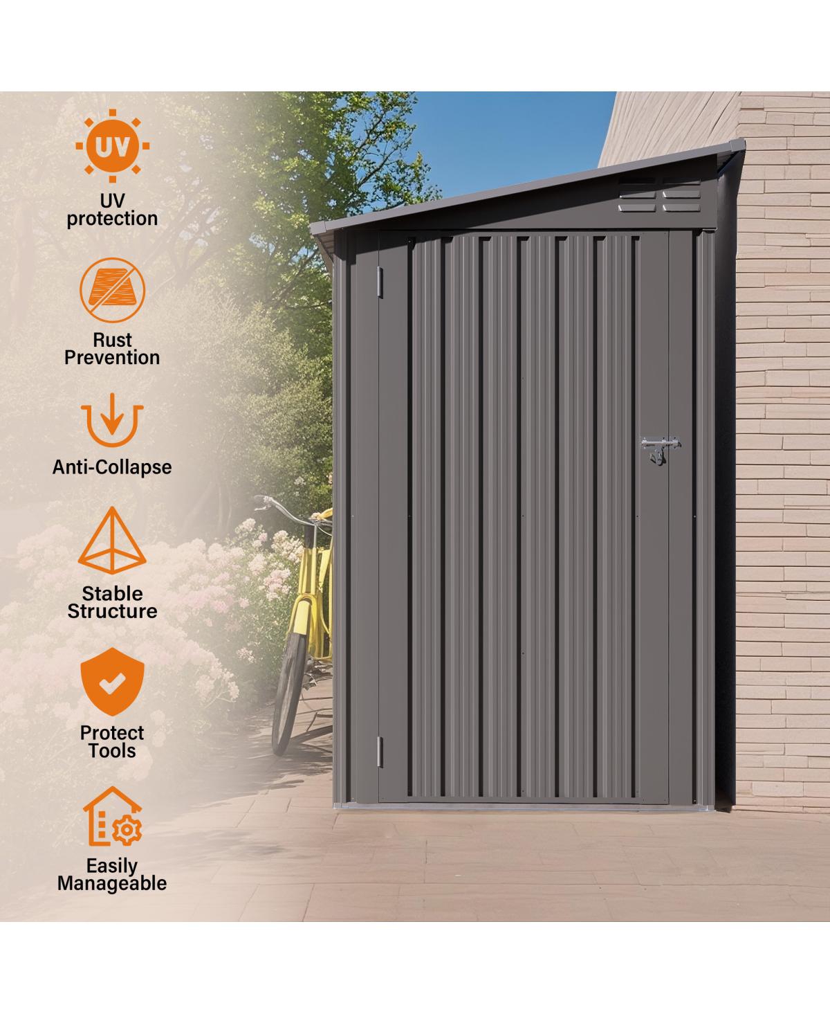 Streamdale Furniture Durable Galvanized Steel Outdoor Storage Shed with Vented Roof
