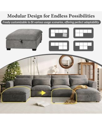 U-shaped Modular Corner Sofa with Two Ottomans