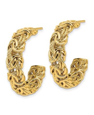 Solid 18k Yellow Gold Italian Byzantine Half Hoop Earrings