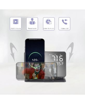 6-in-1 Wireless Charging Station with Clock, Alarm & Temp Display, 15W Fast Charging for iPhone, Apple Watch & AirPods