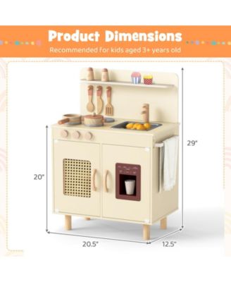 Kids Wooden Toy Kitchen Playset with Working Ice Maker